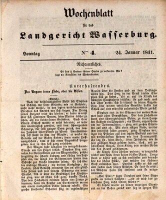 Wochenblatt für das Landgericht Wasserburg (Wasserburger Wochenblatt) Sonntag 24. Januar 1841