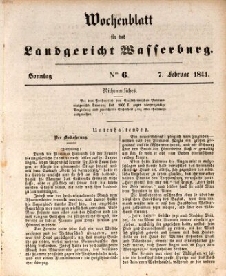 Wochenblatt für das Landgericht Wasserburg (Wasserburger Wochenblatt) Sonntag 7. Februar 1841