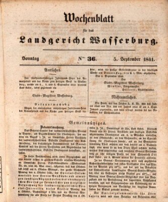 Wochenblatt für das Landgericht Wasserburg (Wasserburger Wochenblatt) Sonntag 5. September 1841