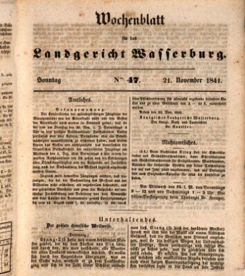 Wochenblatt für das Landgericht Wasserburg (Wasserburger Wochenblatt) Sonntag 21. November 1841