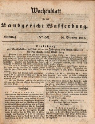 Wochenblatt für das Landgericht Wasserburg (Wasserburger Wochenblatt) Sonntag 26. Dezember 1841