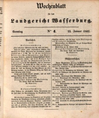 Wochenblatt für das Landgericht Wasserburg (Wasserburger Wochenblatt) Sonntag 23. Januar 1842