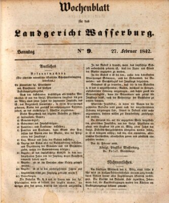 Wochenblatt für das Landgericht Wasserburg (Wasserburger Wochenblatt) Sonntag 27. Februar 1842