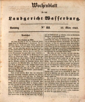 Wochenblatt für das Landgericht Wasserburg (Wasserburger Wochenblatt) Sonntag 13. März 1842