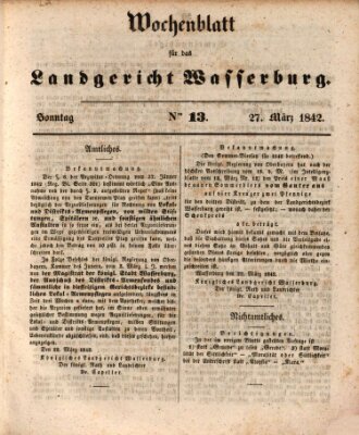 Wochenblatt für das Landgericht Wasserburg (Wasserburger Wochenblatt) Sonntag 27. März 1842