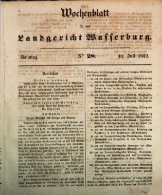 Wochenblatt für das Landgericht Wasserburg (Wasserburger Wochenblatt) Sonntag 10. Juli 1842