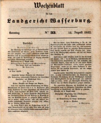 Wochenblatt für das Landgericht Wasserburg (Wasserburger Wochenblatt) Sonntag 14. August 1842