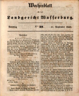 Wochenblatt für das Landgericht Wasserburg (Wasserburger Wochenblatt) Sonntag 11. September 1842