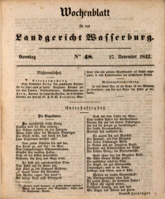 Wochenblatt für das Landgericht Wasserburg (Wasserburger Wochenblatt) Sonntag 27. November 1842