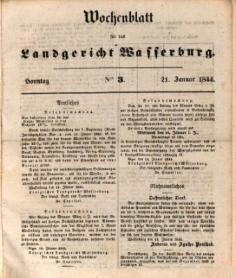 Wochenblatt für das Landgericht Wasserburg (Wasserburger Wochenblatt) Sonntag 21. Januar 1844