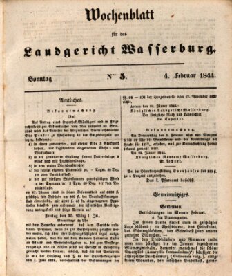 Wochenblatt für das Landgericht Wasserburg (Wasserburger Wochenblatt) Sonntag 4. Februar 1844