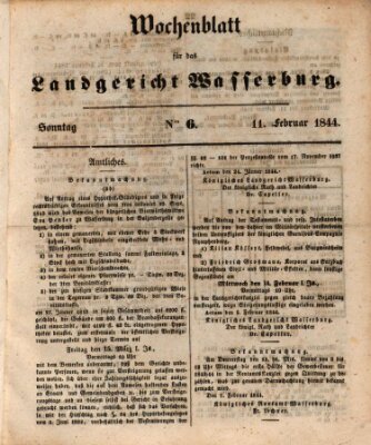 Wochenblatt für das Landgericht Wasserburg (Wasserburger Wochenblatt) Sonntag 11. Februar 1844