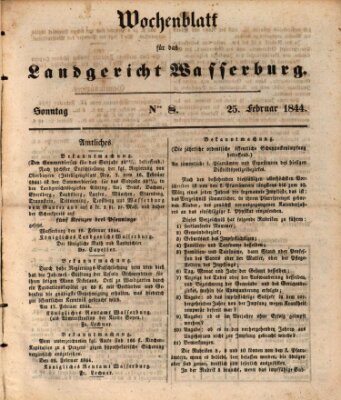 Wochenblatt für das Landgericht Wasserburg (Wasserburger Wochenblatt) Sonntag 25. Februar 1844