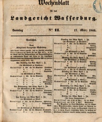 Wochenblatt für das Landgericht Wasserburg (Wasserburger Wochenblatt) Sonntag 17. März 1844