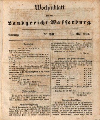 Wochenblatt für das Landgericht Wasserburg (Wasserburger Wochenblatt) Sonntag 19. Mai 1844