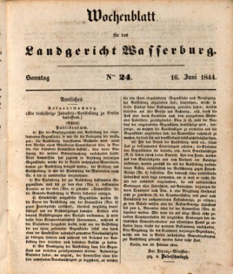 Wochenblatt für das Landgericht Wasserburg (Wasserburger Wochenblatt) Sonntag 16. Juni 1844