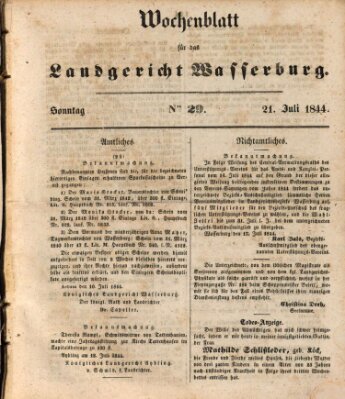 Wochenblatt für das Landgericht Wasserburg (Wasserburger Wochenblatt) Sonntag 21. Juli 1844