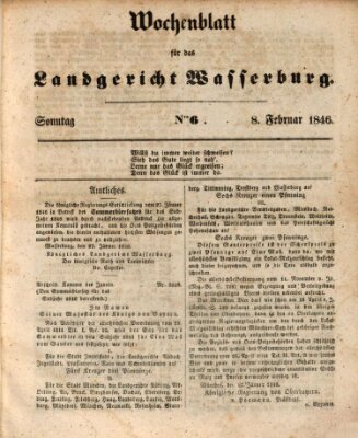 Wochenblatt für das Landgericht Wasserburg (Wasserburger Wochenblatt) Sonntag 8. Februar 1846