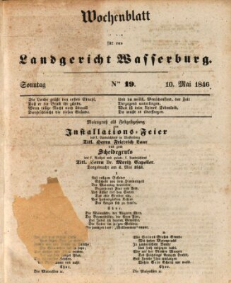 Wochenblatt für das Landgericht Wasserburg (Wasserburger Wochenblatt) Sonntag 10. Mai 1846