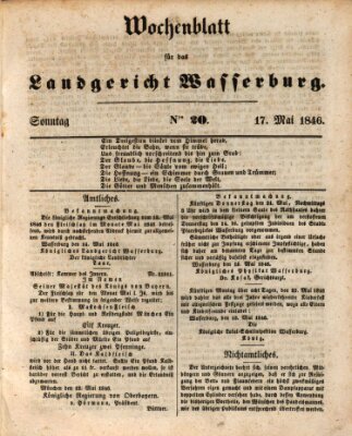 Wochenblatt für das Landgericht Wasserburg (Wasserburger Wochenblatt) Sonntag 17. Mai 1846