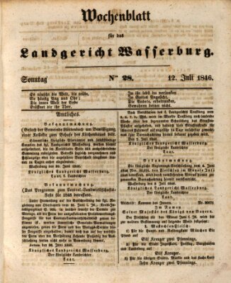 Wochenblatt für das Landgericht Wasserburg (Wasserburger Wochenblatt) Sonntag 12. Juli 1846