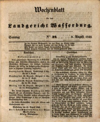 Wochenblatt für das Landgericht Wasserburg (Wasserburger Wochenblatt) Sonntag 9. August 1846