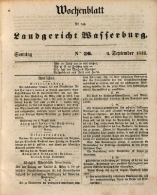 Wochenblatt für das Landgericht Wasserburg (Wasserburger Wochenblatt) Sonntag 6. September 1846