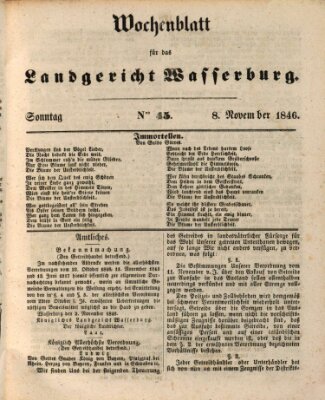 Wochenblatt für das Landgericht Wasserburg (Wasserburger Wochenblatt) Sonntag 8. November 1846