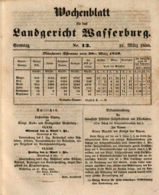 Wochenblatt für das Landgericht Wasserburg (Wasserburger Wochenblatt) Sonntag 31. März 1850