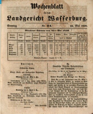 Wochenblatt für das Landgericht Wasserburg (Wasserburger Wochenblatt) Sonntag 26. Mai 1850