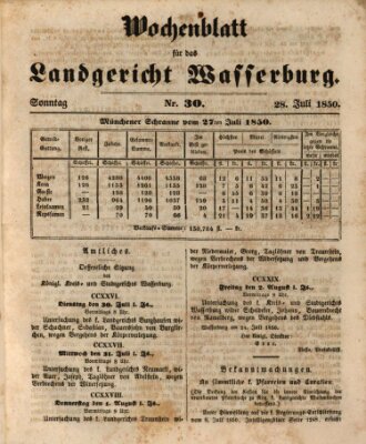 Wochenblatt für das Landgericht Wasserburg (Wasserburger Wochenblatt) Sonntag 28. Juli 1850