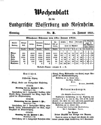 Wochenblatt für die Landgerichte Wasserburg und Rosenheim (Wasserburger Wochenblatt) Sonntag 19. Januar 1851