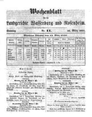 Wochenblatt für die Landgerichte Wasserburg und Rosenheim (Wasserburger Wochenblatt) Sonntag 16. März 1851