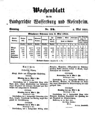 Wochenblatt für die Landgerichte Wasserburg und Rosenheim (Wasserburger Wochenblatt) Sonntag 4. Mai 1851