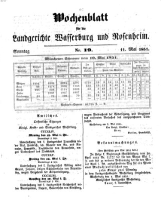 Wochenblatt für die Landgerichte Wasserburg und Rosenheim (Wasserburger Wochenblatt) Sonntag 11. Mai 1851