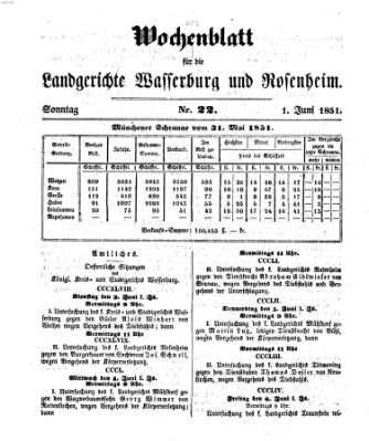 Wochenblatt für die Landgerichte Wasserburg und Rosenheim (Wasserburger Wochenblatt) Sonntag 1. Juni 1851