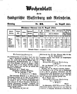 Wochenblatt für die Landgerichte Wasserburg und Rosenheim (Wasserburger Wochenblatt) Sonntag 10. August 1851