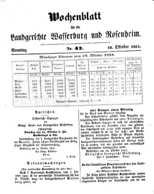 Wochenblatt für die Landgerichte Wasserburg und Rosenheim (Wasserburger Wochenblatt) Sonntag 19. Oktober 1851