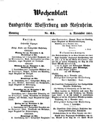 Wochenblatt für die Landgerichte Wasserburg und Rosenheim (Wasserburger Wochenblatt) Sonntag 9. November 1851