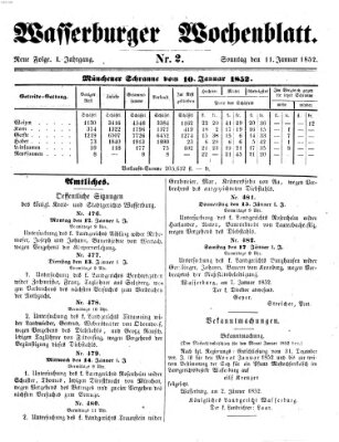 Wasserburger Wochenblatt Sonntag 11. Januar 1852