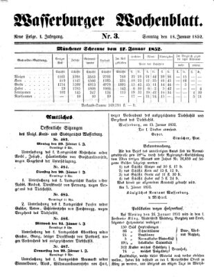 Wasserburger Wochenblatt Sonntag 18. Januar 1852