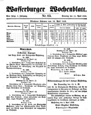 Wasserburger Wochenblatt Sonntag 11. April 1852