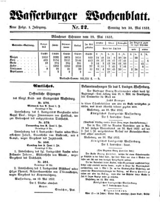 Wasserburger Wochenblatt Sonntag 30. Mai 1852