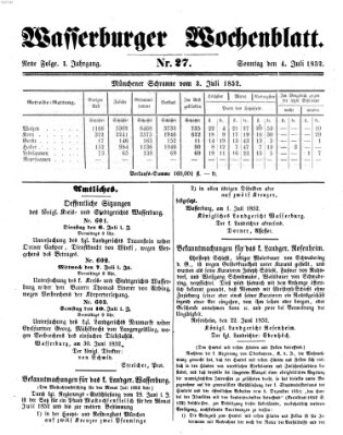 Wasserburger Wochenblatt Sonntag 4. Juli 1852