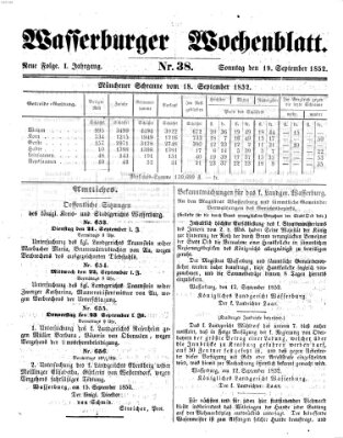 Wasserburger Wochenblatt Sonntag 19. September 1852