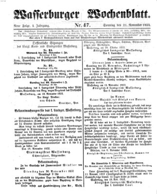 Wasserburger Wochenblatt Sonntag 21. November 1852