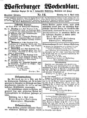 Wasserburger Wochenblatt Sonntag 3. April 1853