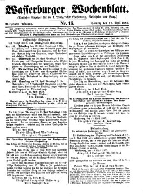 Wasserburger Wochenblatt Sonntag 17. April 1853