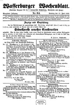 Wasserburger Wochenblatt Sonntag 12. Juni 1853