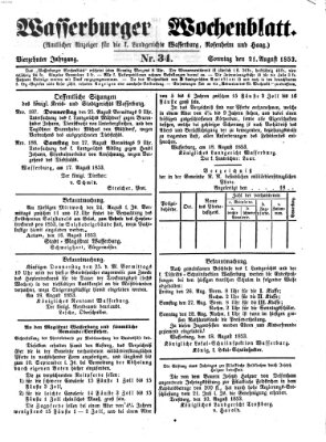 Wasserburger Wochenblatt Sonntag 21. August 1853